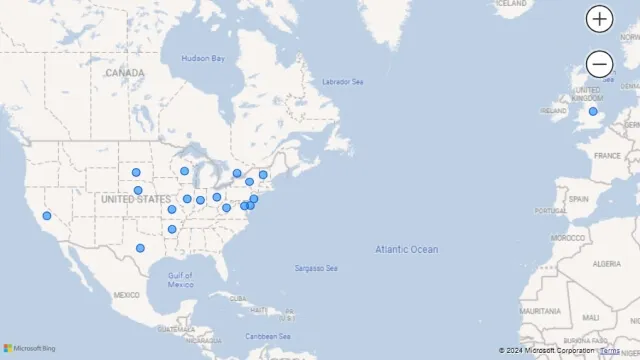 Attempt 3a Result: Mapping Using State/Province and City Name (State/Province-level)