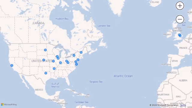 Screenshot of Attempt 3b Result: Mapping Using State/Province and City Name (City-level) in Power BI.