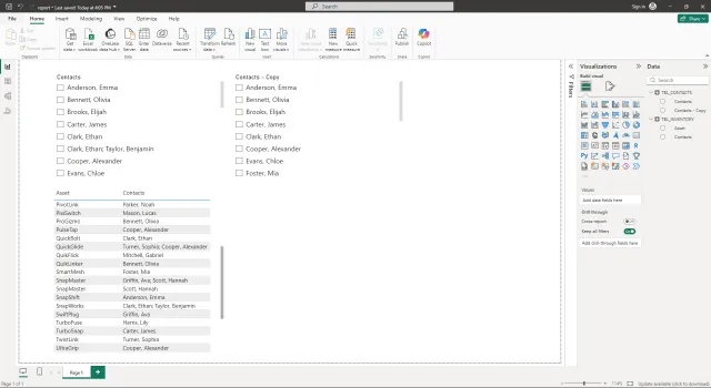 Screenshot of the baseline report in Power BI.