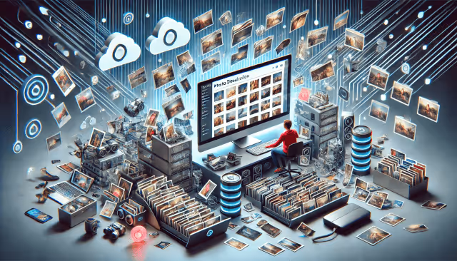 AI generated illustration of digital photo clutter.