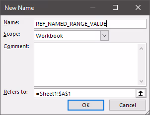 Screenshot of the 'New Name' dialog box in Excel.