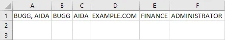 Screenshot of the extracted data in an Excel worksheet.
