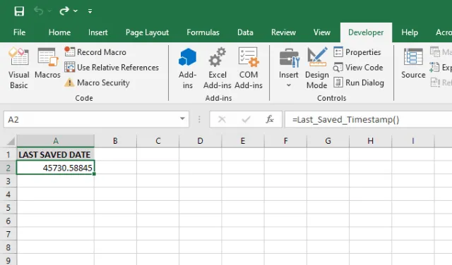 Screenshot of user-defined function usage in Excel.