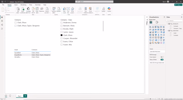 Screenshot of the expected result demonstrating the non-delimited Slicer filtering the report for all entries associated with the selected filter in Power BI.
