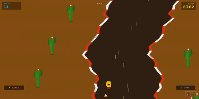 Screenshot of gameplay during the desert biome from Gauntlet Racer.