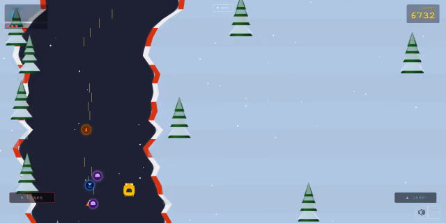 Screenshot of gameplay during the snow biome from Gauntlet Racer.