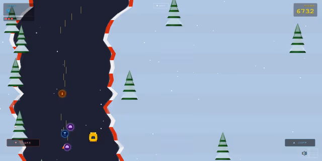Screenshot of gameplay during the snow biome from Gauntlet Racer.