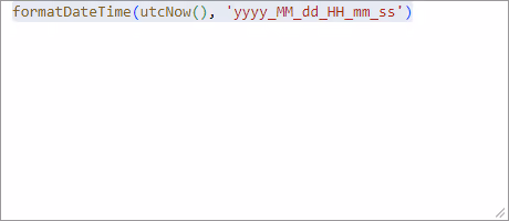 Screenshot of the expression to capture and format the current UTC timestamp in Power Automate.