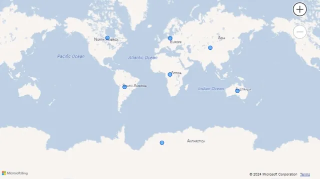 Map visualization using continent names