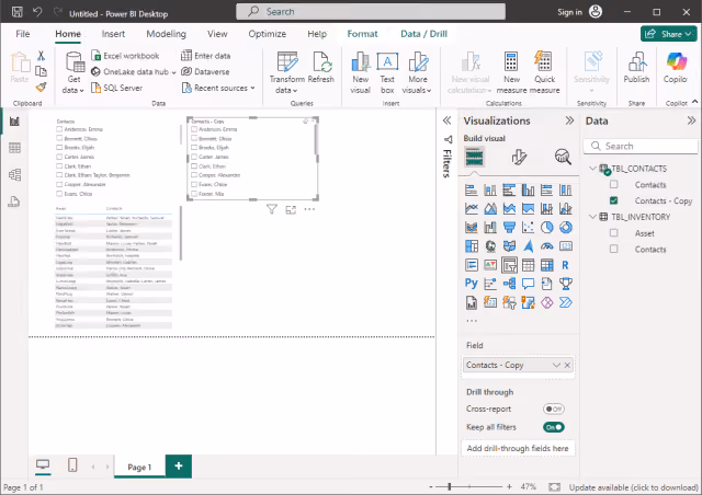Screenshot of the non-delimited Slicer configuration in Power BI.