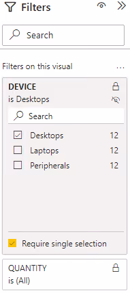 Screenshot of the card visualization filters configuration in Power BI.