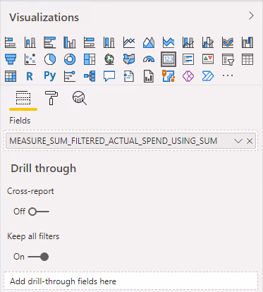 Screenshot of a Card visualization displaying the total in Power BI.
