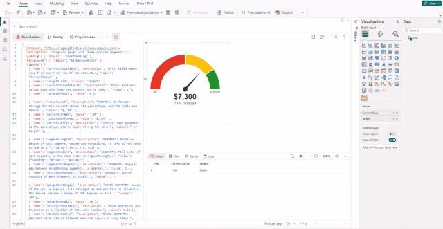 Screenshot of the Deneb configuration in Power BI Desktop.