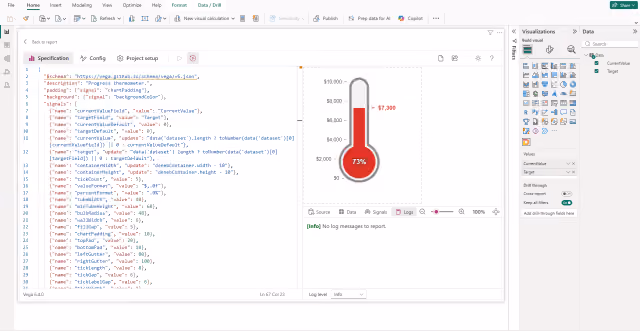 Screenshot of the Deneb configuration in Power BI Desktop.