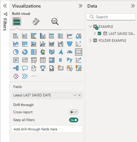 Screenshot of card visualization configuration for Method 1 (Excel VBA) in Power BI.