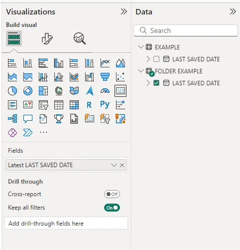 Screenshot of card visualization configuration for Method 2 (Power Query) example in Power BI.