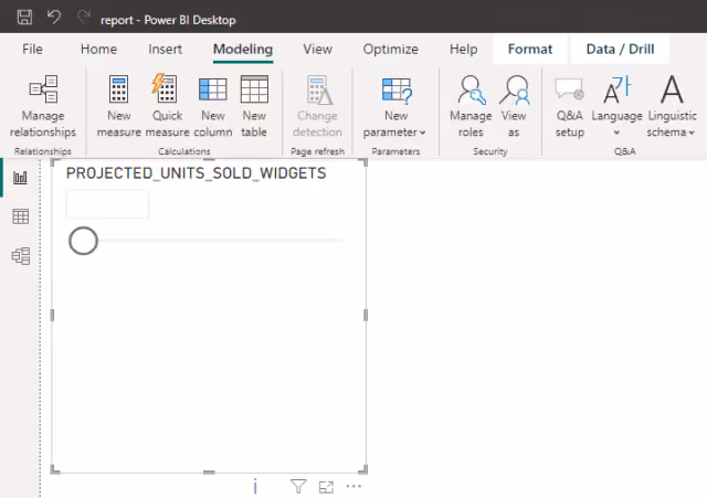 Screenshot of the new slicer automatically displayed in the Report view in Power BI.