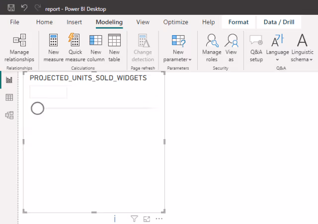 Screenshot of the new slicer automatically displayed in the Report view in Power BI.