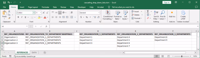 Screenshot of the reference data in Excel.