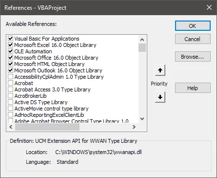 Enabling Libraries in Visual Basic for Applications