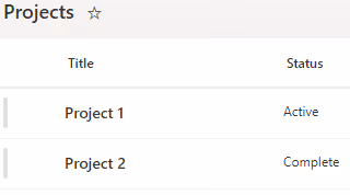 Screenshot of the example source list in SharePoint.