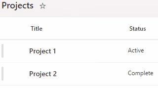 Screenshot of the example source list in SharePoint.